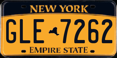 NY license plate GLE7262