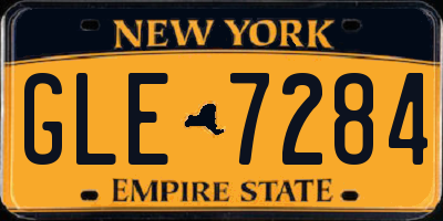 NY license plate GLE7284