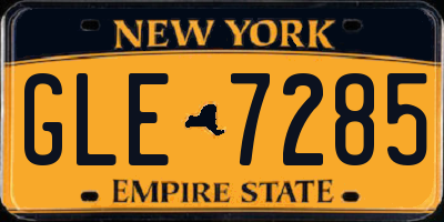 NY license plate GLE7285