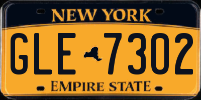 NY license plate GLE7302