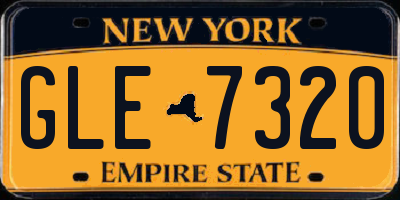 NY license plate GLE7320