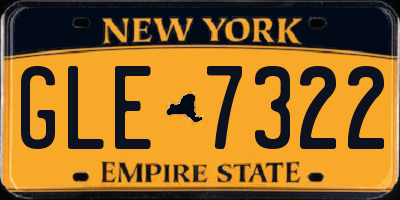 NY license plate GLE7322