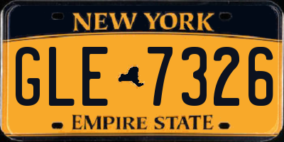 NY license plate GLE7326