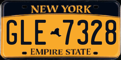 NY license plate GLE7328