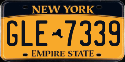 NY license plate GLE7339