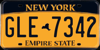NY license plate GLE7342