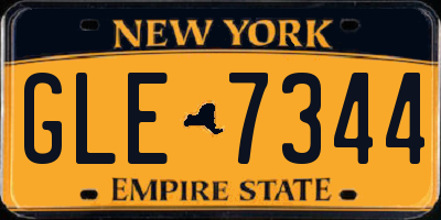 NY license plate GLE7344