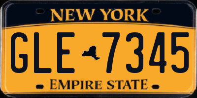 NY license plate GLE7345