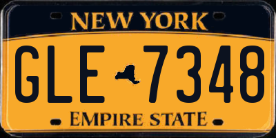 NY license plate GLE7348