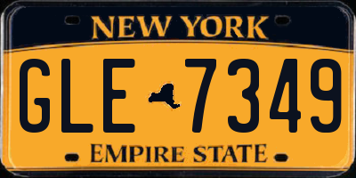 NY license plate GLE7349