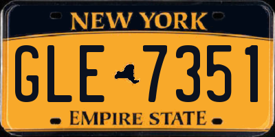 NY license plate GLE7351