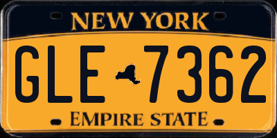 NY license plate GLE7362