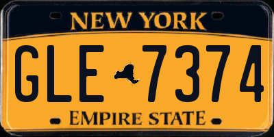 NY license plate GLE7374