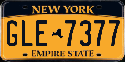 NY license plate GLE7377