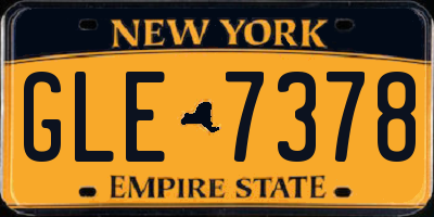 NY license plate GLE7378