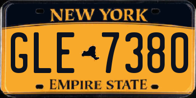 NY license plate GLE7380