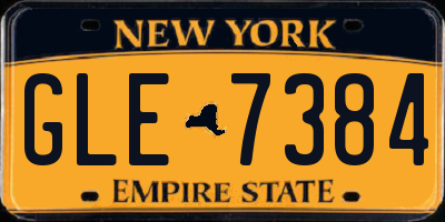 NY license plate GLE7384