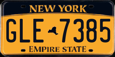 NY license plate GLE7385