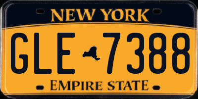 NY license plate GLE7388