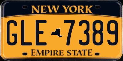 NY license plate GLE7389