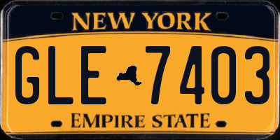 NY license plate GLE7403