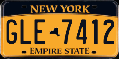 NY license plate GLE7412