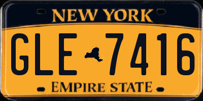 NY license plate GLE7416