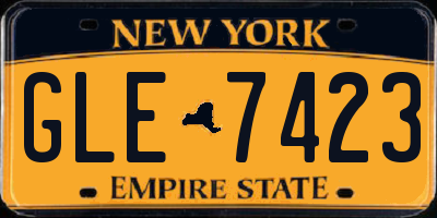 NY license plate GLE7423