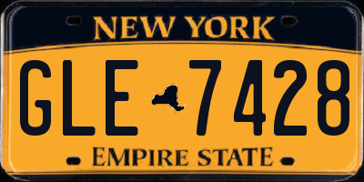 NY license plate GLE7428