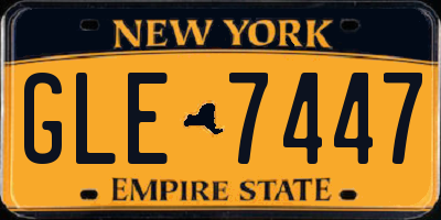 NY license plate GLE7447