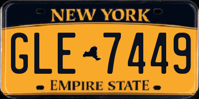 NY license plate GLE7449