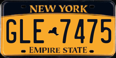 NY license plate GLE7475
