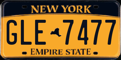 NY license plate GLE7477
