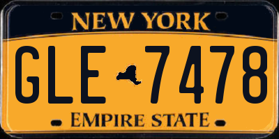 NY license plate GLE7478
