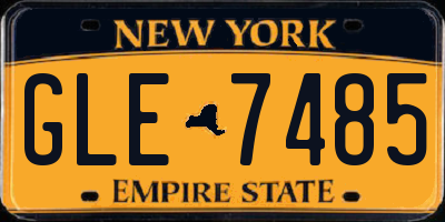 NY license plate GLE7485