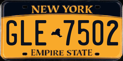 NY license plate GLE7502