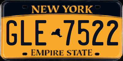 NY license plate GLE7522