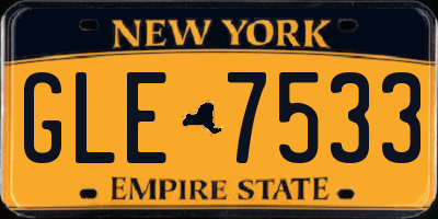 NY license plate GLE7533