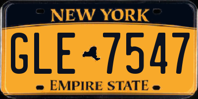 NY license plate GLE7547