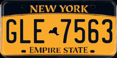 NY license plate GLE7563