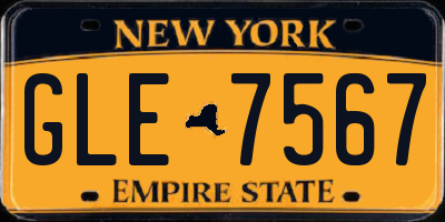 NY license plate GLE7567