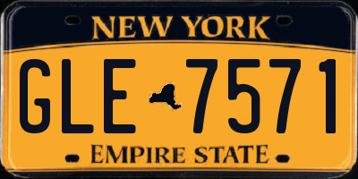 NY license plate GLE7571