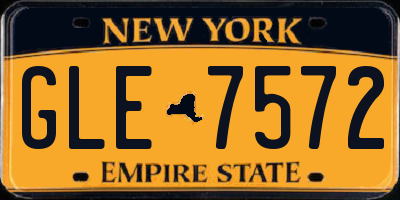 NY license plate GLE7572
