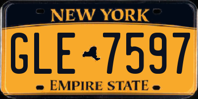 NY license plate GLE7597