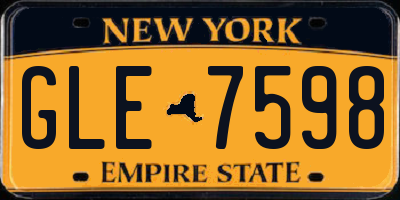 NY license plate GLE7598