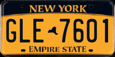 NY license plate GLE7601