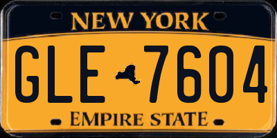 NY license plate GLE7604