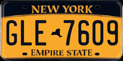 NY license plate GLE7609