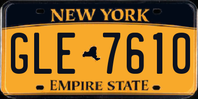 NY license plate GLE7610