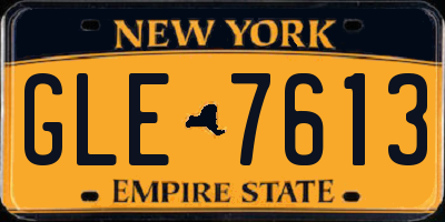 NY license plate GLE7613